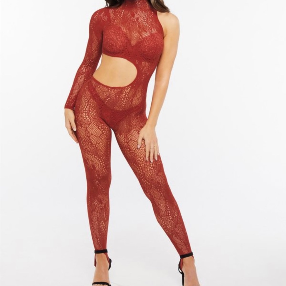 Cold-Hearted Snake Asymmetrical Lace Catsuit